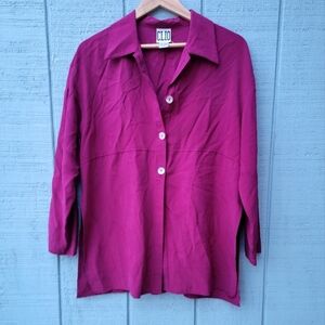 Clio 100% Silk Vintage Empire Waist Lagenlook Tunic sz S/M Pink